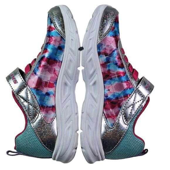 Skechers Girls Fashion Sneaker Lights Size 1 ‎ (20cm) Pink Silver Lace up New - Picture 14 of 16